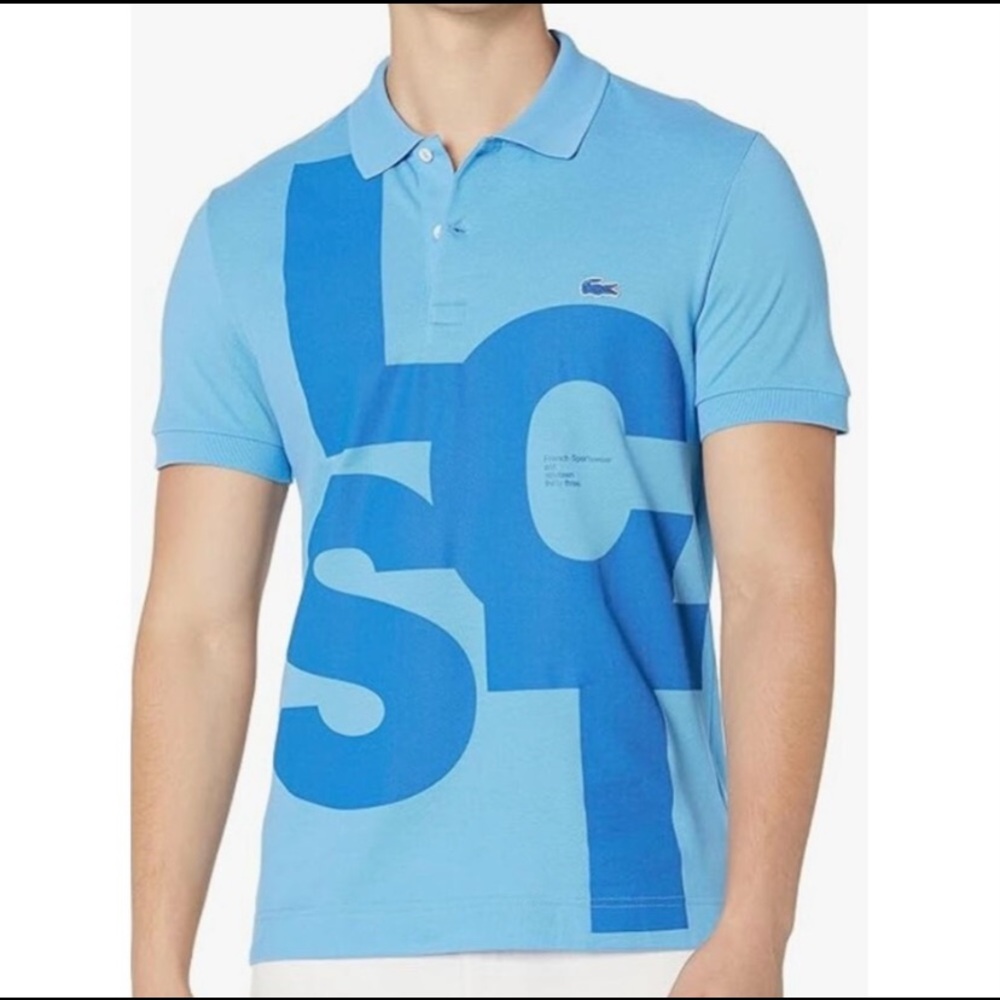 NEW‎ Lacoste Men Regular Fit Contrast Lettering Petit Pique Polo Argentine Large